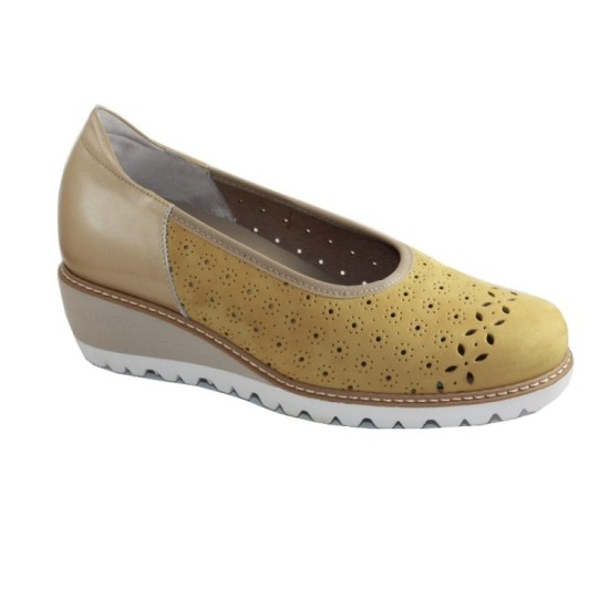 Calzaturificio F.lli Tomasi  Mod. Desy forato scarpa donna decollete traforata ampia pelle zeppa plantare estraibile