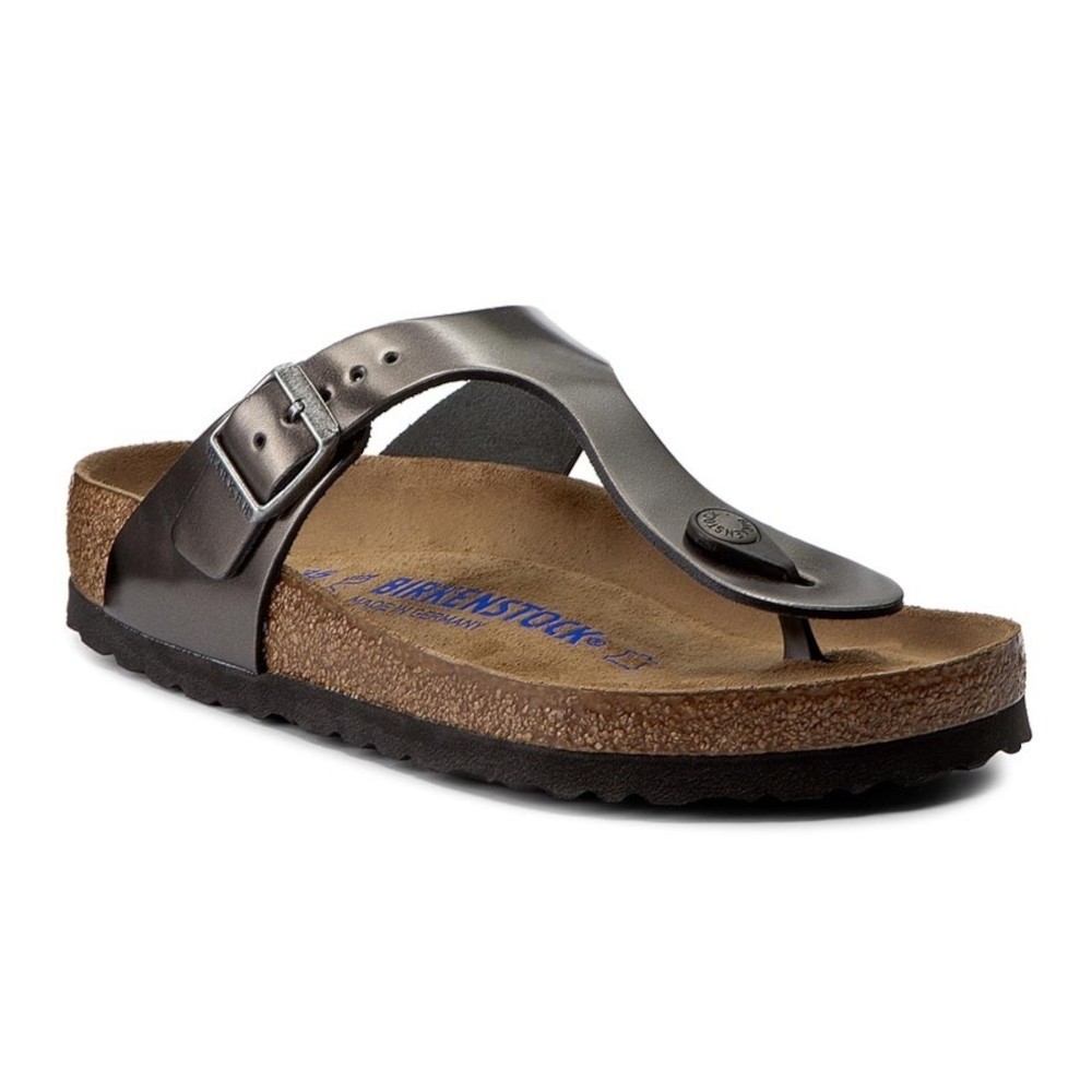 Birkenstock Gizeh pelle naturale infradito donna metallic antracite regular fit Art.1003676
