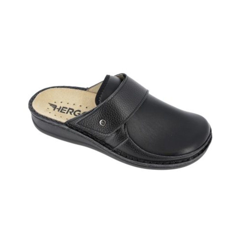 Hergos Mod. H424 ciabatta uomo predisposta per plantare elasticizzata nero