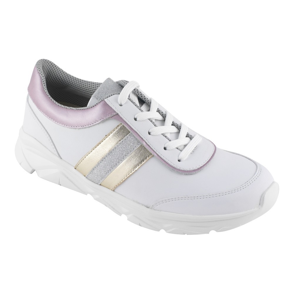 Ecosanit 500 D sneaker donna pelle lacci plantare estraibile bianca antiscivolo