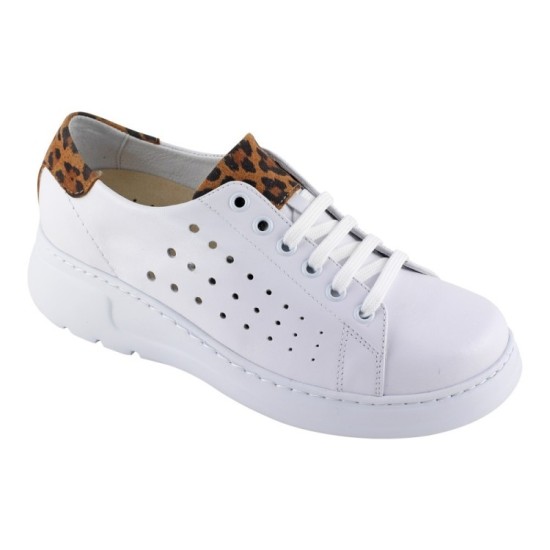 Ecosanit Mod. Spritz forato sneaker donna pelle bianco maculato predisposta