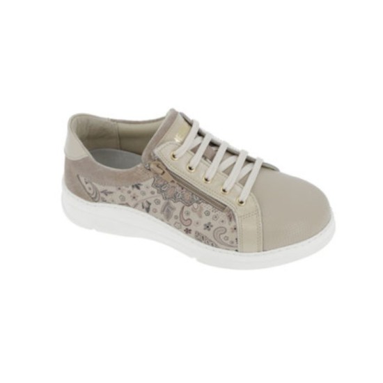 Hergos H9620 scarpa donna plantare estraibile lacci cerniera bianco beige