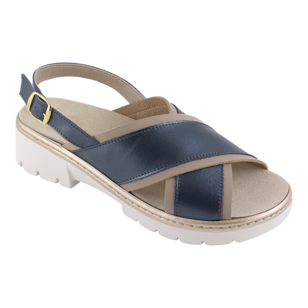 Ecosanit Mod. Irina sandalo donna predisposto incrociato blu bianco