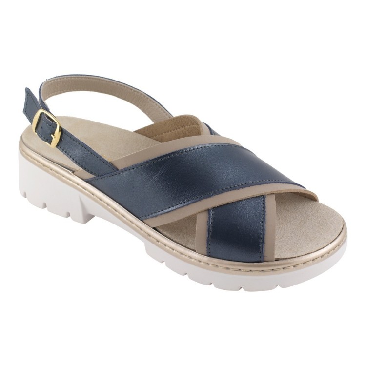 Ecosanit Mod. Irina sandalo donna predisposto incrociato blu bianco