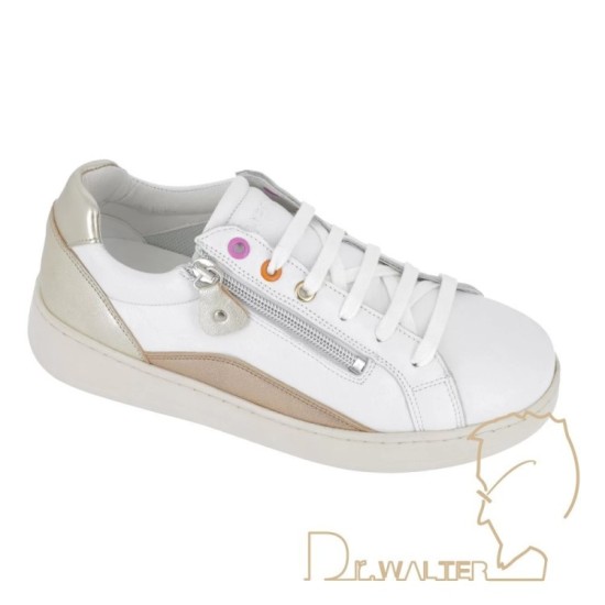 Hergos H4700 sneaker donna pelle plantare estraibile lacci e cerniera bianco