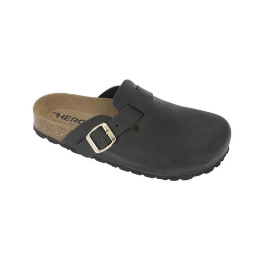 Hergos Mod. 3051 leather nero ciabatta sabot boston