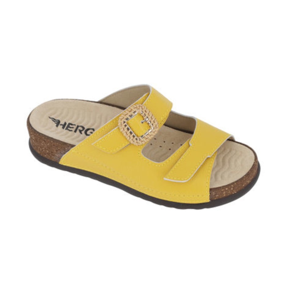 Hergos Mod. H1822 ciabatta sabot donna comoda regolabile velcro plantare estraibile ondulato massaggiante