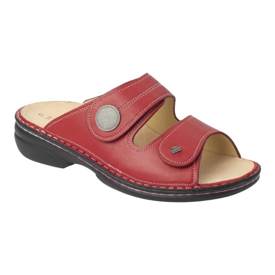 Finn Comfort Sansibar ciabatte donna pelle predisposte rosso e blu