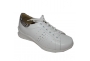 Ecosanit Mod. Bolt sneaker comoda donna forata pelle bianco argento predisposta lacci