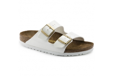 Birkenstock Arizona ciabatta donna Birko Flor vernice doppia fascia bianco narrow fit Art. 1005294