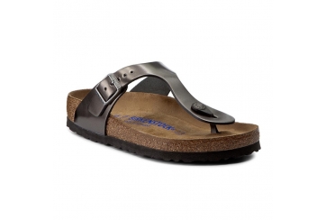 Birkenstock Gizeh pelle naturale infradito donna metallic antracite regular fit Art.1003676