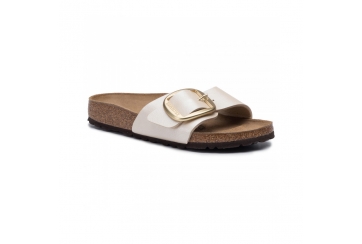 Birkenstock Madrid Big Buckle ciabatta donna Birko Flor graceful pearl white narrow fit Art. 1015279