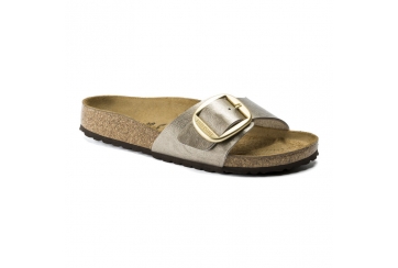 Birkenstock Madrid Big Buckle ciabatta donna Birko Flor graceful Taupe narrow fit Art. 1016237