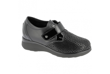Hergos H9324 scarpa donna calzata ampia tomaia automodellante velcro nera