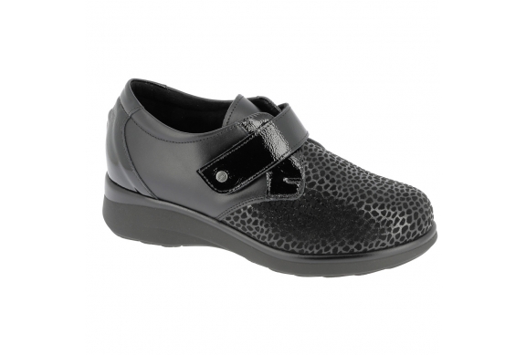 Hergos H9324 scarpa donna calzata ampia tomaia automodellante velcro nera