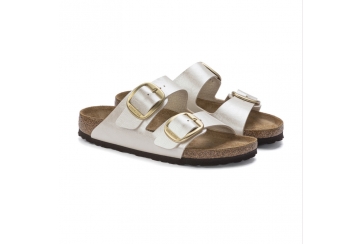 Birkenstock Arizona Big Buckle ciabatta donna Birko Flor Graceful Pearl White narrow fit Art. 1020021
