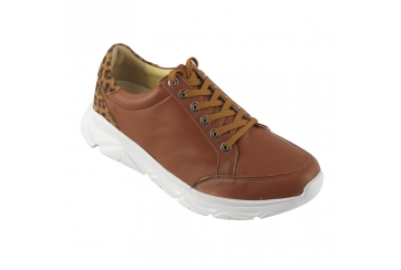 Ecosanit Mod. 600 D sneaker donna pelle con lacci plantare estraibile ghepardo mattone