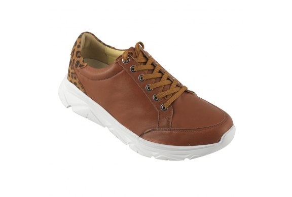 Ecosanit Mod. 600 D sneaker donna pelle con lacci plantare estraibile ghepardo mattone