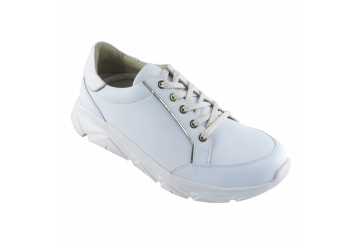 Ecosanit Mod. 601 D sneaker donna pelle con lacci dorati plantare estraibile bianco