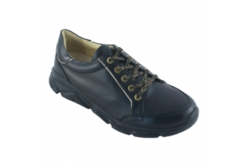 Ecosanit Mod. 601 D sneaker donna pelle con lacci plantare estraibile nero oro