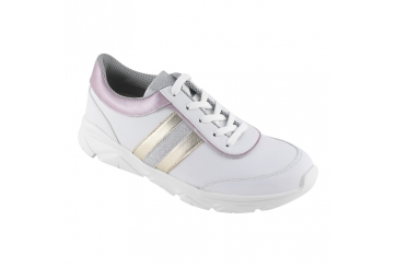 Ecosanit 500 D sneaker donna pelle lacci plantare estraibile bianca antiscivolo