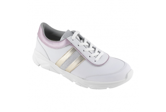 Ecosanit 500 D sneaker donna pelle lacci plantare estraibile bianca antiscivolo