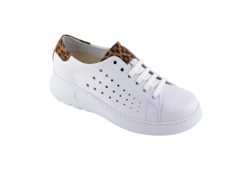 Ecosanit Mod. Spritz forato sneaker donna pelle bianco maculato predisposta