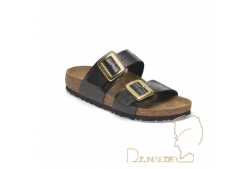 Birkenstock Sydney Cushion Buckle ciabatta donna Birko Flor Graceful Licorice narrow fit Art. 1029457